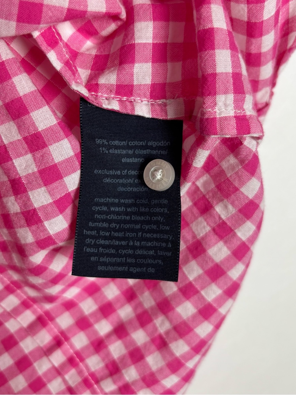 Tommy Hilfiger Top Button Up Pink White Gingham Sleeveless Size Large Preppy - Picture 5 of 6